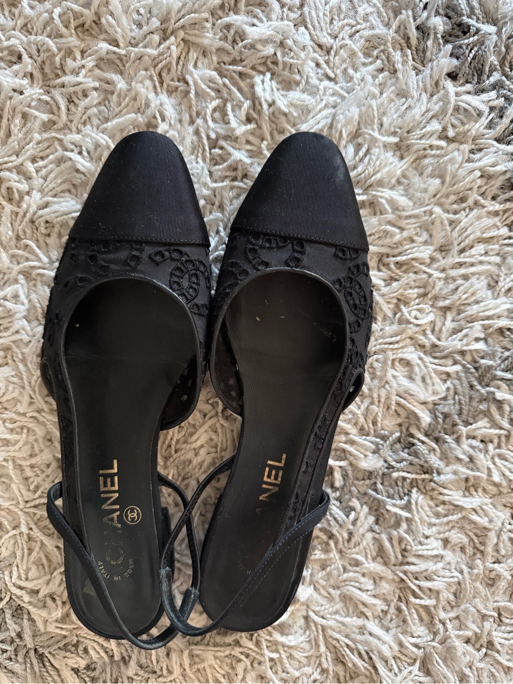 CHANEL Black Slingback Flats size 39.5 - Picture 4 of 4